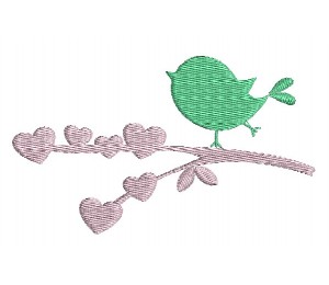 Stickdatei Frühlingsvogel auf Ast